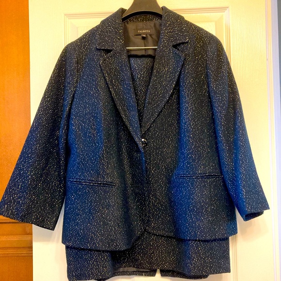 Talbots Black with Gold Metallic Thread Blazer/Jacket Size 16 - Picture 6 of 7